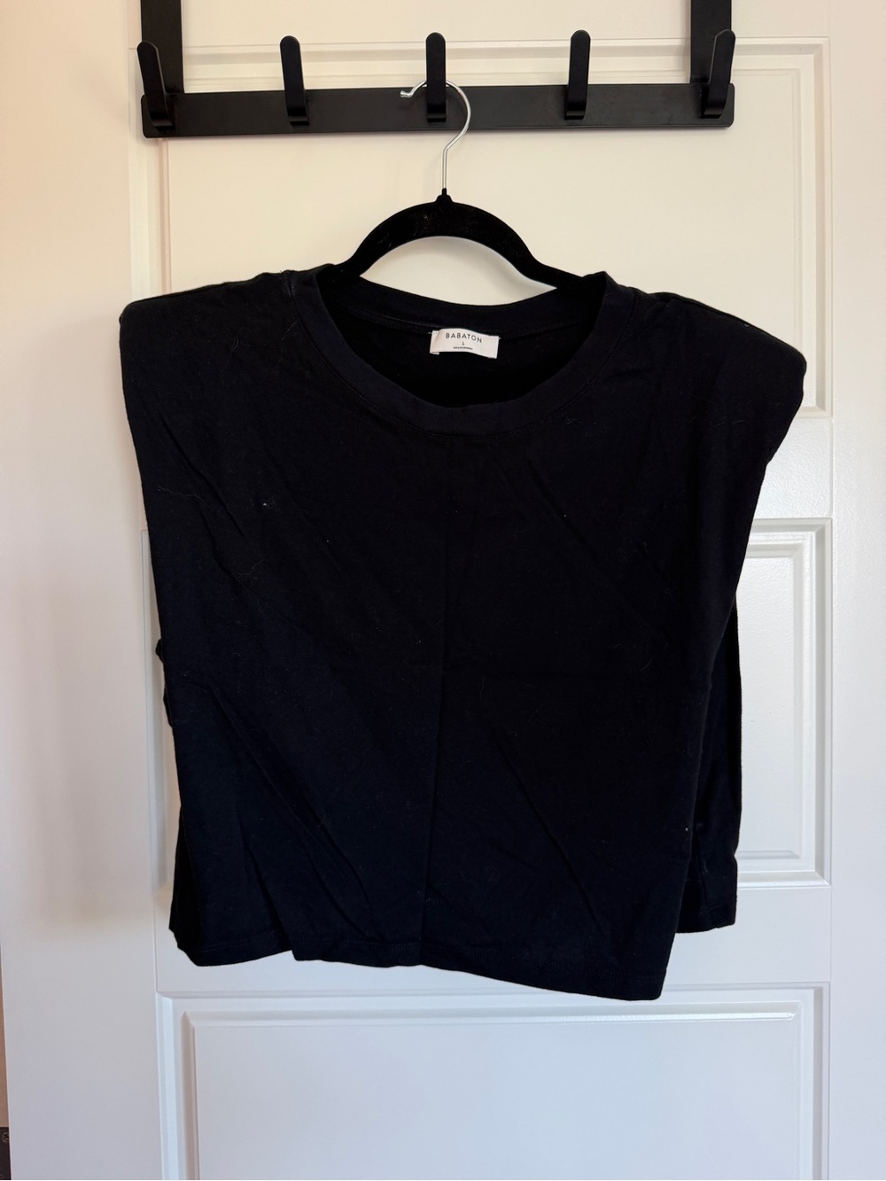 Babaton Black Padded-Shoulder Muscle Tee